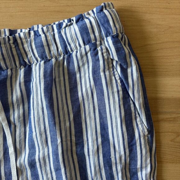 NWT LOFT Womens Emory Taper Pants in Striped Linen Blend Blue White Size XLT - Picture 5 of 9